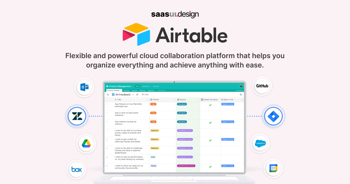 Airtable UI, UX Design SaaS Application Design saas ui